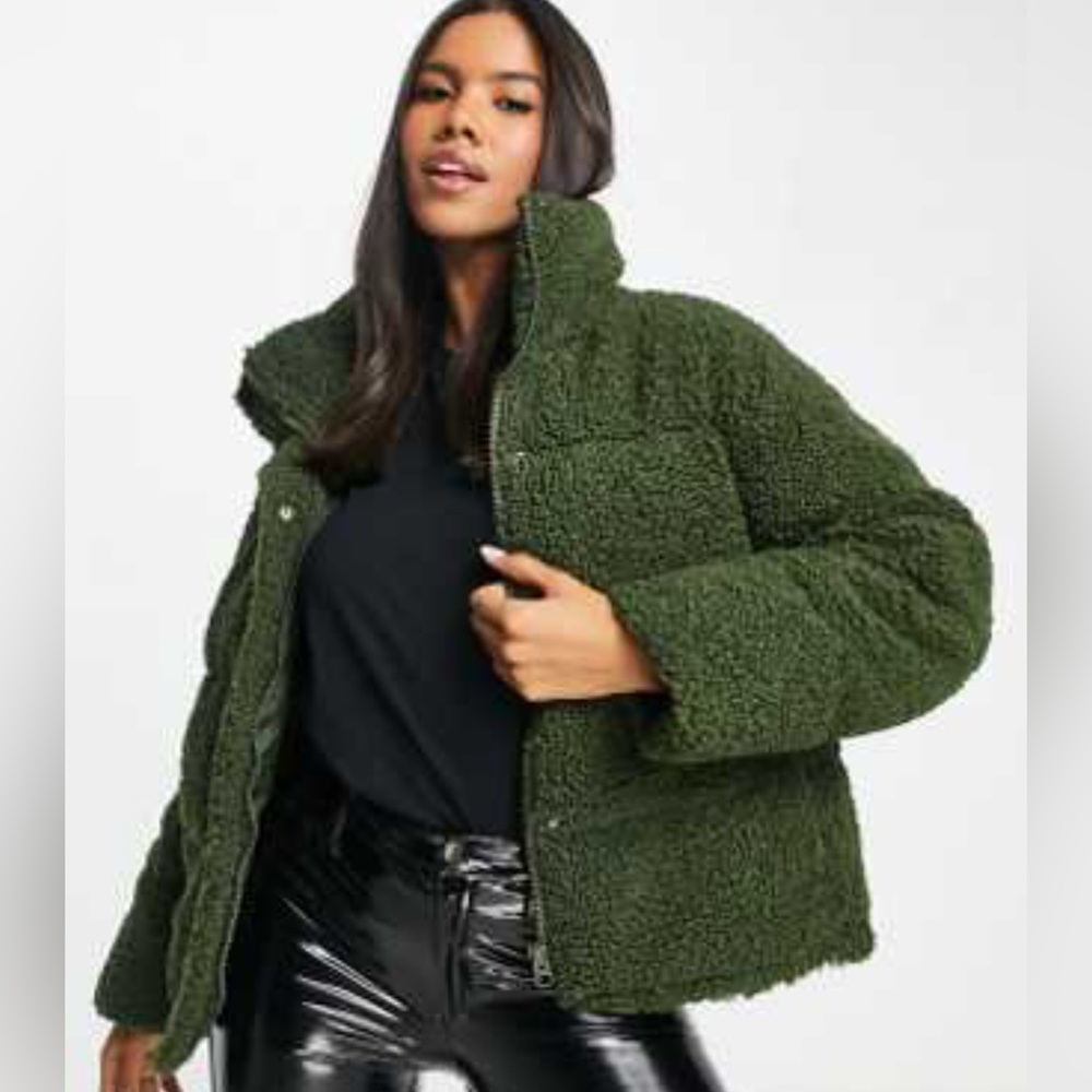 Topshop Teddy Coat | Sherpa Jacket | Teddy Coat | Olive Green Jacket | Coat